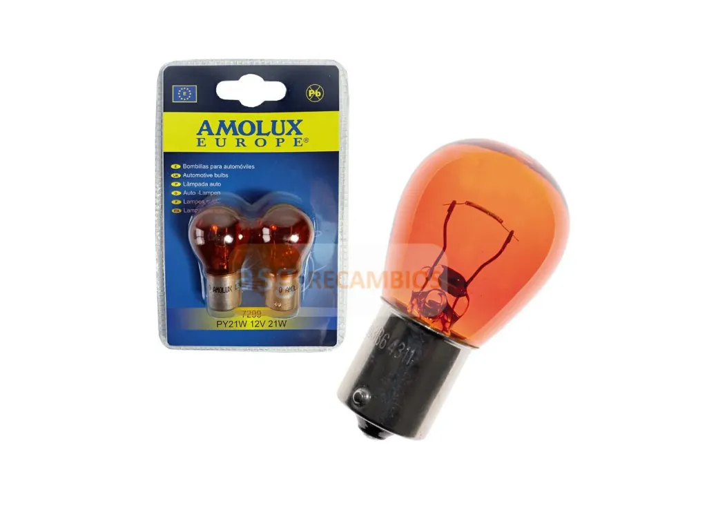 [7299] AMOLUX BLISTER 2 LAMPARAS STOP AMBAR PY21W 12V 21W